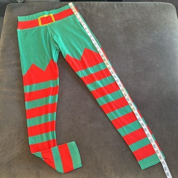 Women’s Holiday Red Green Ankle Length Fun Christmas Leggings Size M (8/10) NEW - Picture 5 of 7